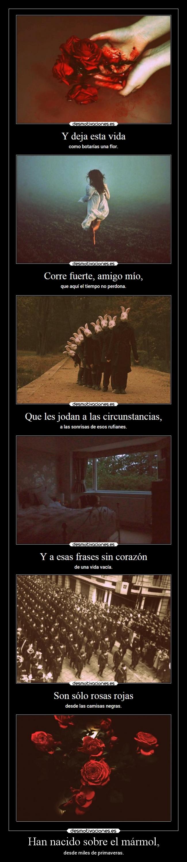 Han nacido sobre el mármol, - desde miles de primaveras.