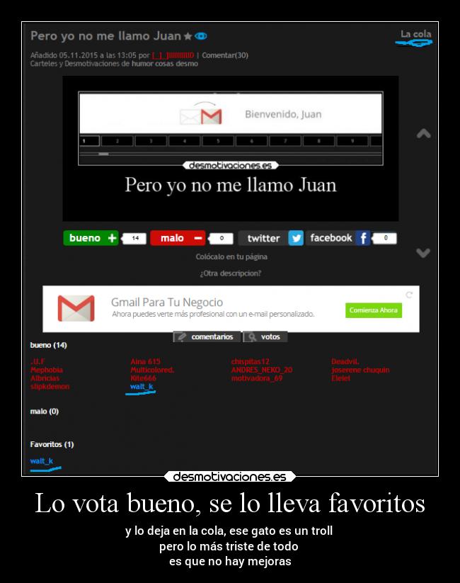 Lo vota bueno, se lo lleva favoritos - 