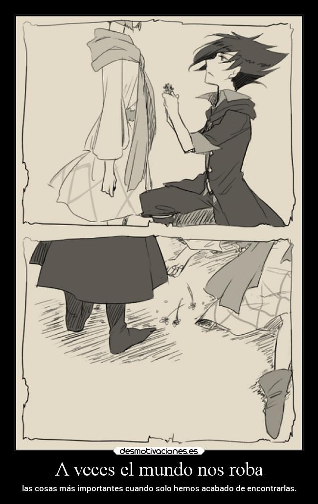 carteles mundo ayuda vida muerte dolor amor anime raptorhunters harukaze manga garo lara leon sufrimiento belleza desmotivaciones