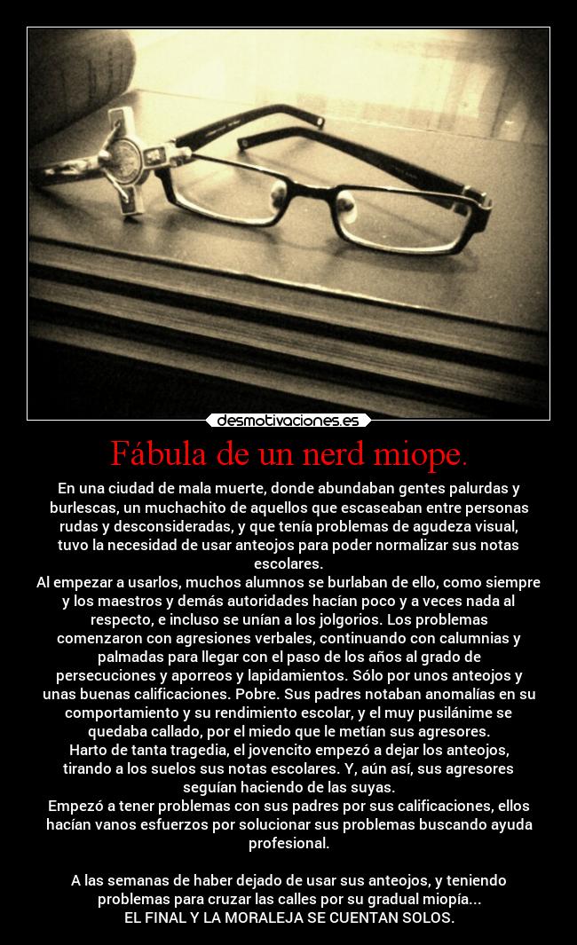 carteles silencio problemas padres miedo desmotivaciones miopia anteojos bullying desmotivaciones