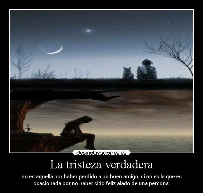 La tristeza verdadera - no es aquella por haber perdido a un buen amigo, si no es la que es
ocasionada por no haber sido feliz alado de una persona.