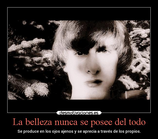 La belleza nunca se posee del todo - Se produce en los ojos ajenos y se aprecia a través de los propios.