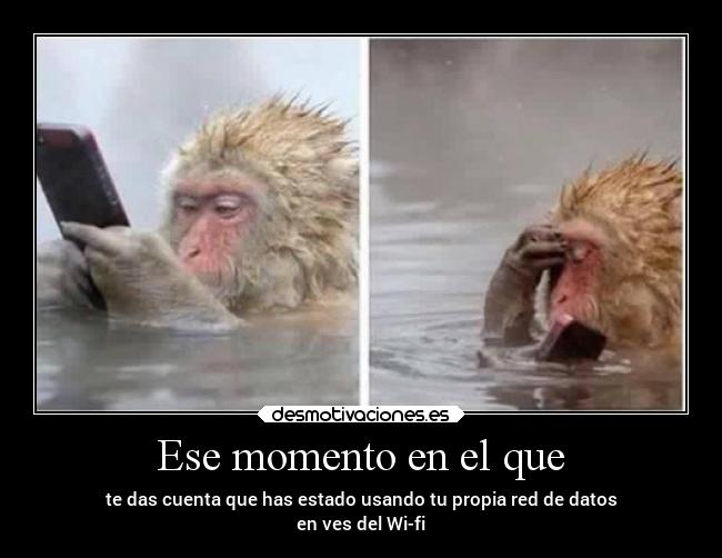 Ese momento en el que - te das cuenta que has estado usando tu propia red de datos
en ves del Wi-fi