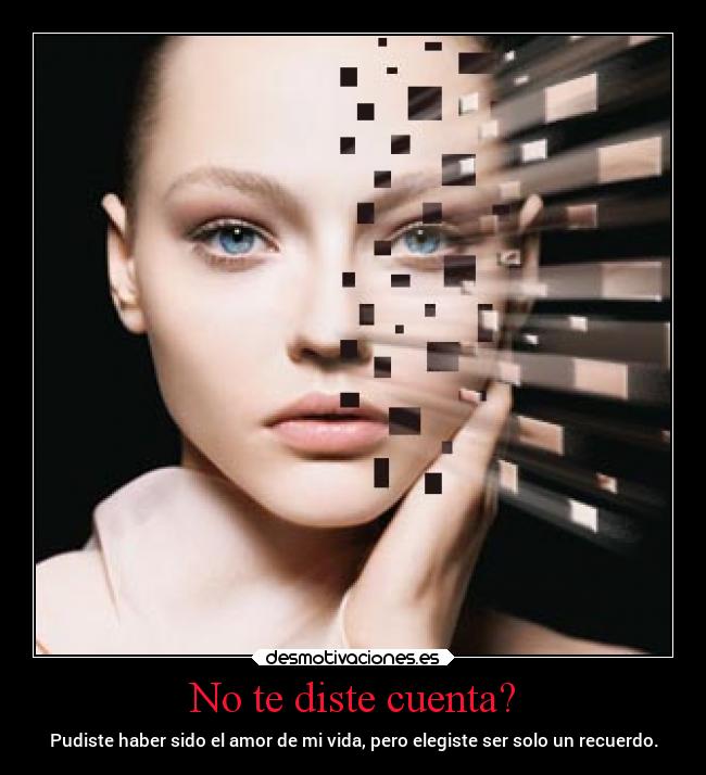 No te diste cuenta? - Pudiste haber sido el amor de mi vida, pero elegiste ser solo un recuerdo.