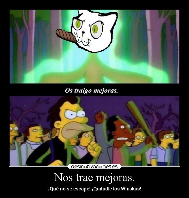 Nos trae mejoras. - ¡Qué no se escape! ¡Quitadle los Whiskas!