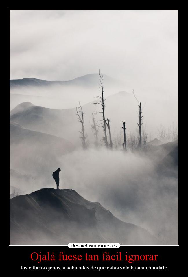 Ojalá fuese tan fácil ignorar - las críticas ajenas, a sabiendas de que estas solo buscan hundirte