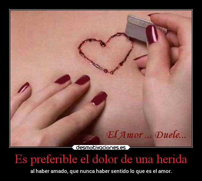 Es preferible el dolor de una herida - al haber amado, que nunca haber sentido lo que es el amor.