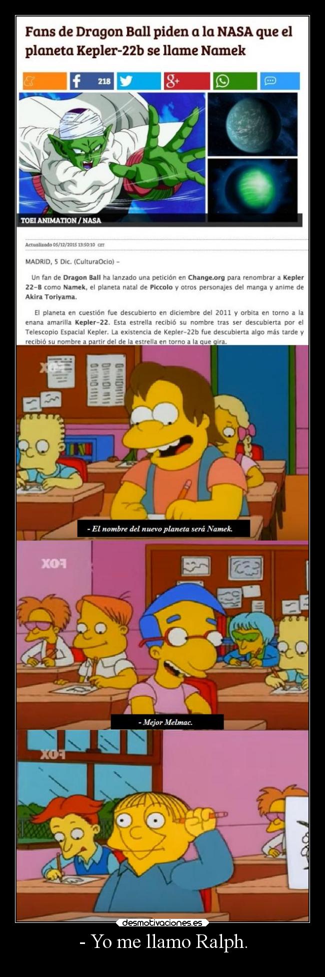 carteles humor simpson dragonball piccolo ralphwiggun nuevoplaneta kepler namek alfmelmac elpatodelapiovendeh desmotivaciones