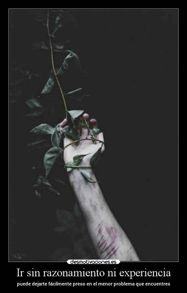 Ir sin razonamiento ni experiencia - puede dejarte fácilmente preso en el menor problema que encuentres