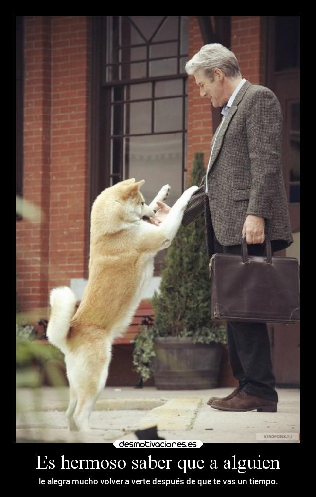 Es hermoso saber que a alguien - le alegra mucho volver a verte después de que te vas un tiempo.