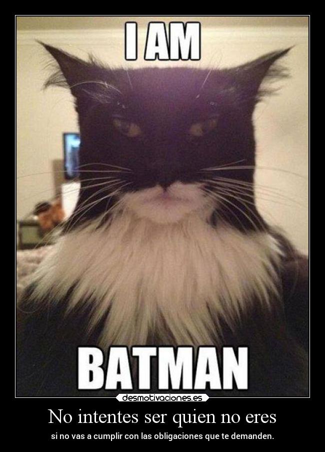 No intentes ser quien no eres - si no vas a cumplir con las obligaciones que te demanden.