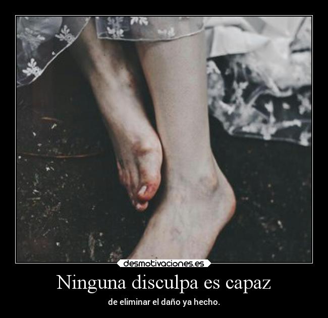 Ninguna disculpa es capaz - de eliminar el daño ya hecho.