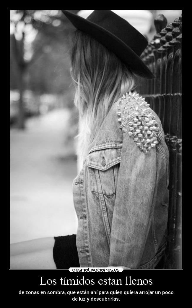 Los tímidos estan llenos - de zonas en sombra, que están ahí para quien quiera arrojar un poco
de luz y descubrirlas.