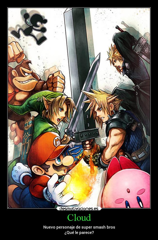 carteles videojuegos super smash bros wiiu 3ds wii final fantasy cloud nintendo mario link desmotivaciones