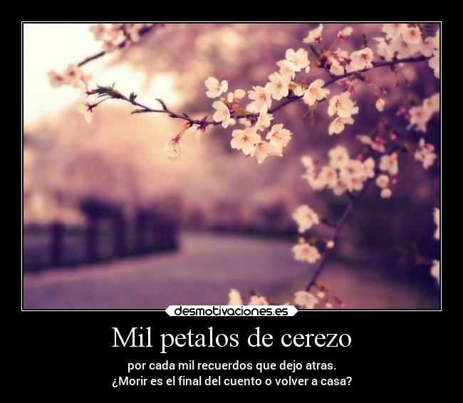 Mil petalos de cerezo - por cada mil recuerdos que dejo atras.
¿Morir es el final del cuento o volver a casa?