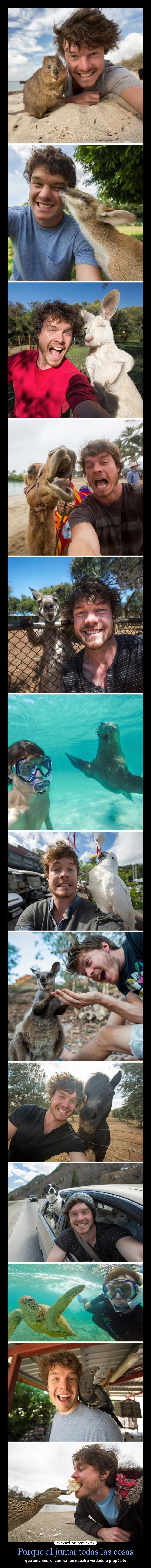 Porque al juntar todas las cosas - que amamos, encontramos nuestro verdadero propósito