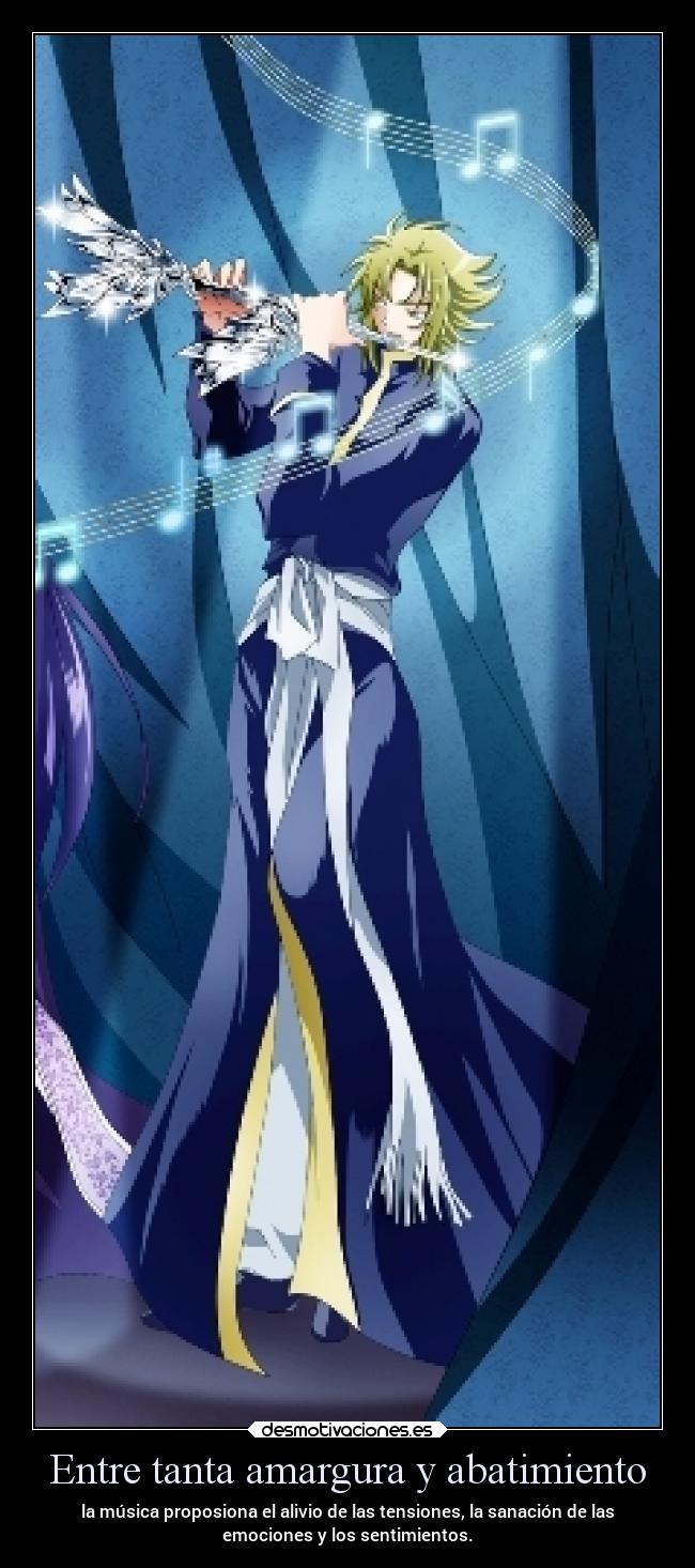 carteles amistad musica sentimientos pensamientos flauta arma emociones arpa sanacion saint seiya lost canvas desmotivaciones