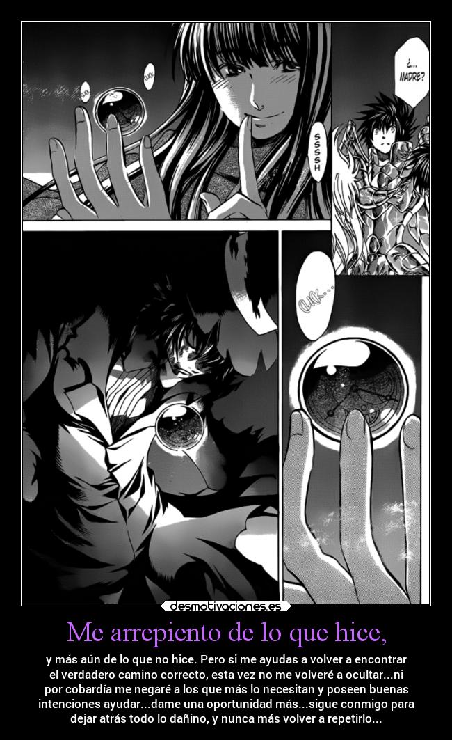 Me arrepiento de lo que hice, - 