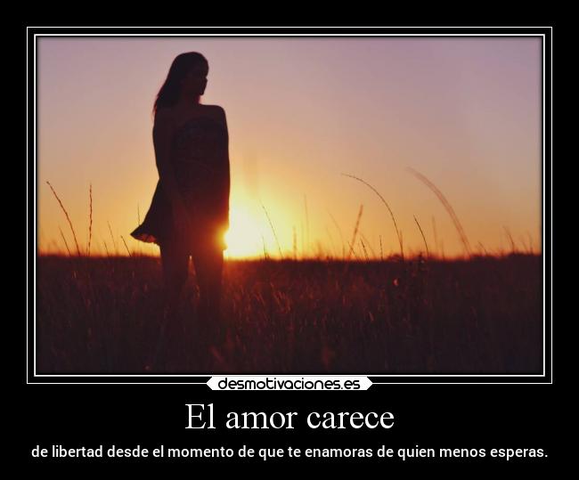 El amor carece - de libertad desde el momento de que te enamoras de quien menos esperas.