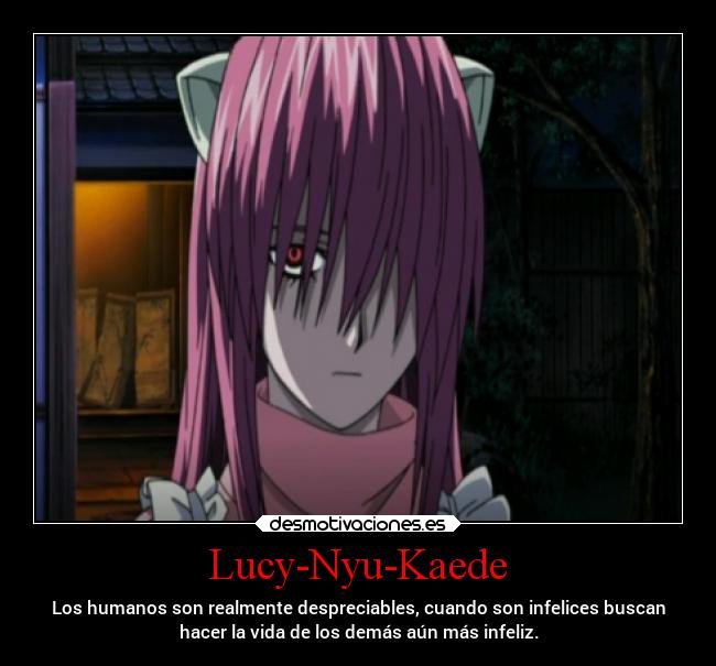 carteles anime elfen lied elfenlied lucy nyuu kaede desmotivaciones