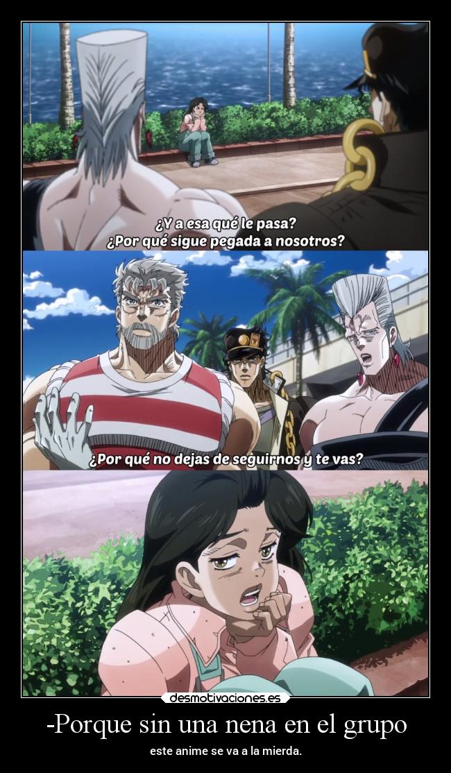 carteles anime humor manga jojo jojosbizarreadventure desmofunny chica musculos sexis desmotivaciones