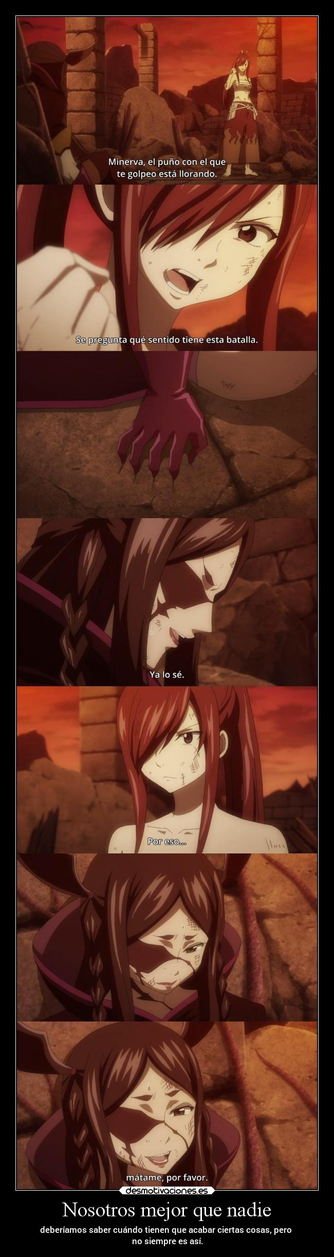 carteles anime vida muerte miedo dolor raptorhunters harukaze fairytailtartaros fairytail fairy tail minerva desmotivaciones