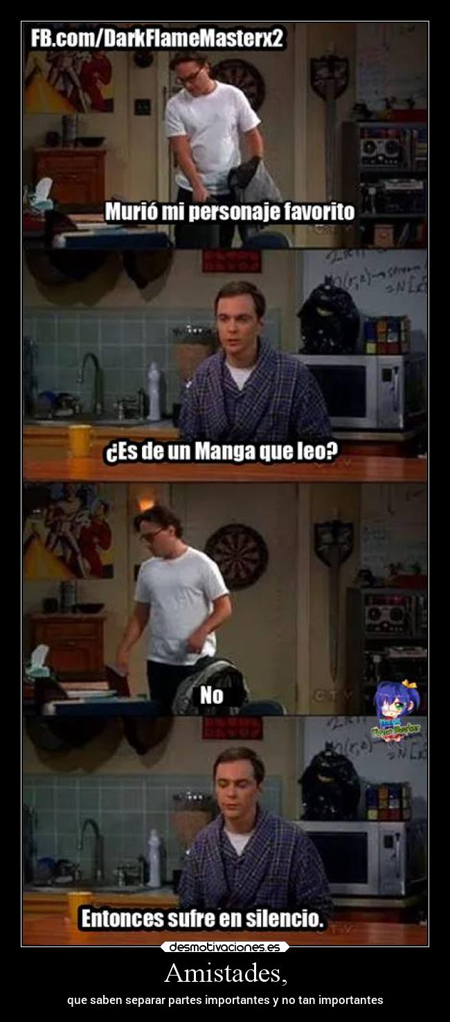 Amistades, - que saben separar partes importantes y no tan importantes