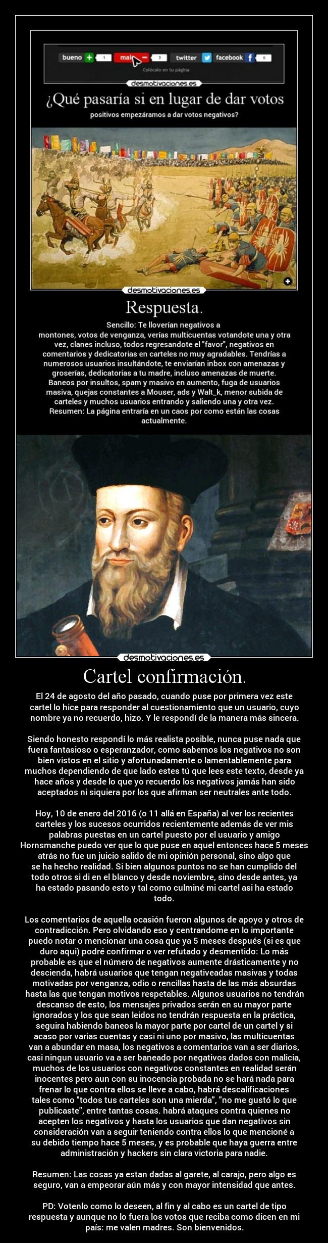 Cartel confirmación. -