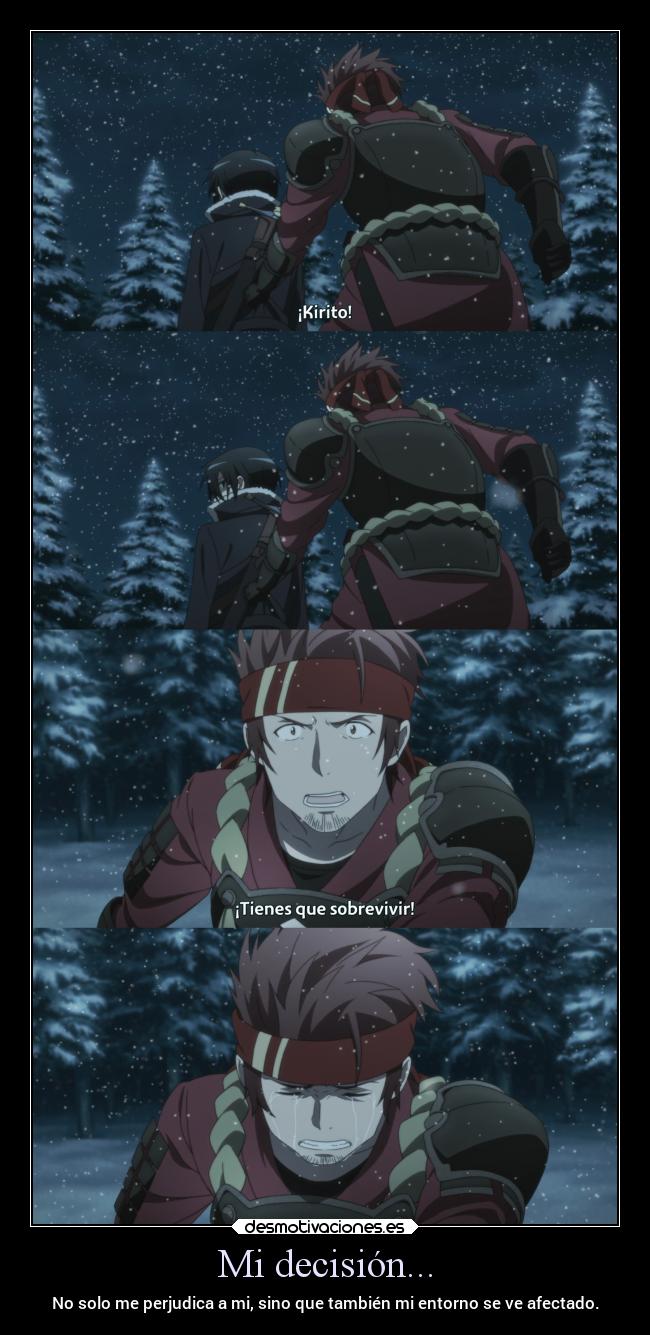 carteles dolor sentimientos decision partida entorno sao swordartonline klein kirito desmotivaciones