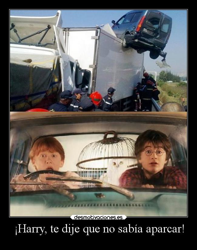 carteles humor harrypotter ronaldweasleygta aparcao elpatodelapiovendehierba desmotivaciones