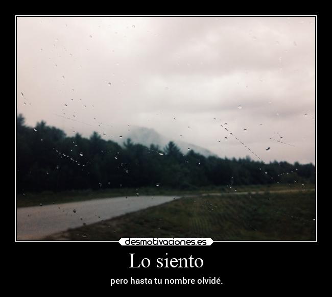 Lo siento - pero hasta tu nombre olvidé.