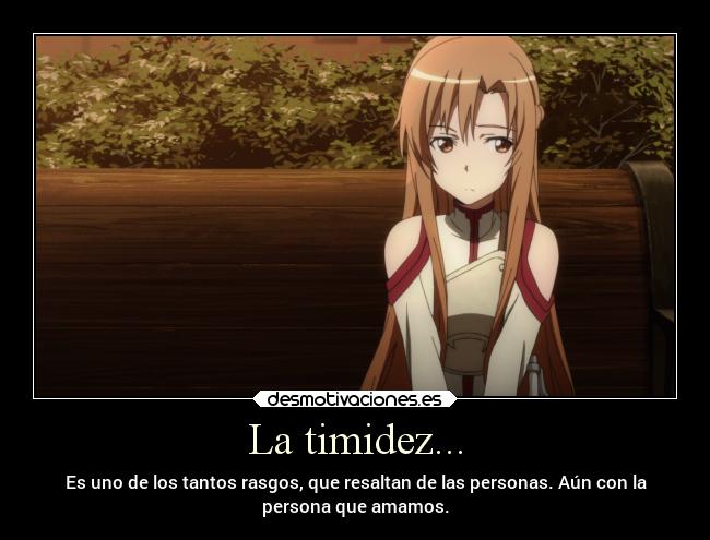 carteles sentimientos timides verguenza rasgos sao swordartonline asuna kirito desmotivaciones