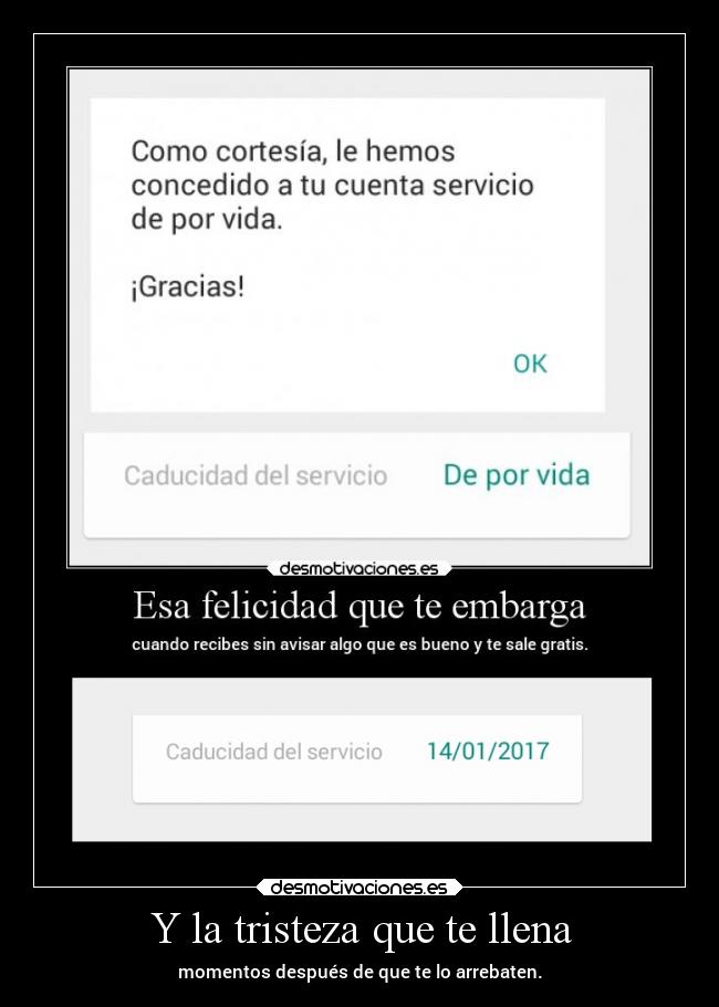 Y la tristeza que te llena -