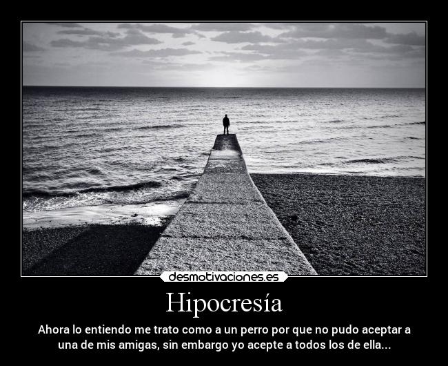 Hipocresía - Ahora lo entiendo me trato como a un perro por que no pudo aceptar a
una de mis amigas, sin embargo yo acepte a todos los de ella...