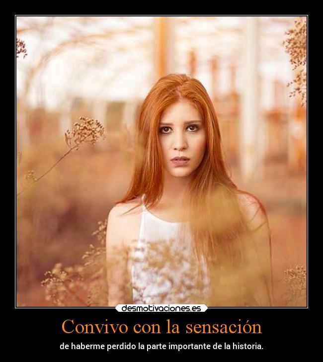 Convivo con la sensación - de haberme perdido la parte importante de la historia.