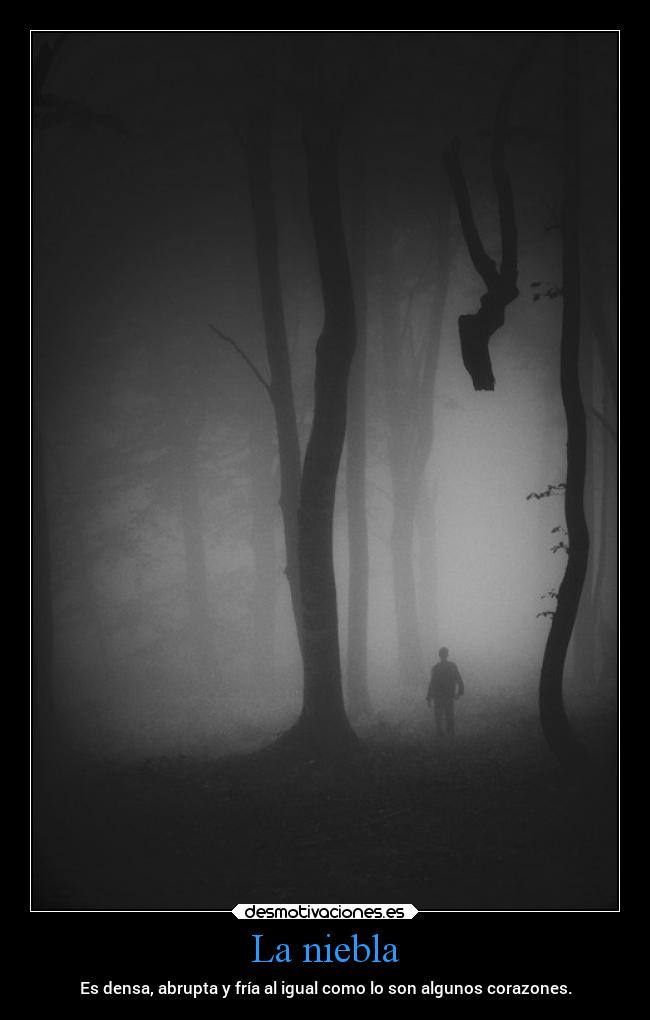 La niebla - Es densa, abrupta y fría al igual como lo son algunos corazones.