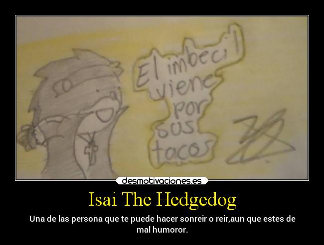 Isai The Hedgedog - Una de las persona que te puede hacer sonreir o reir,aun que estes de
mal humoror.