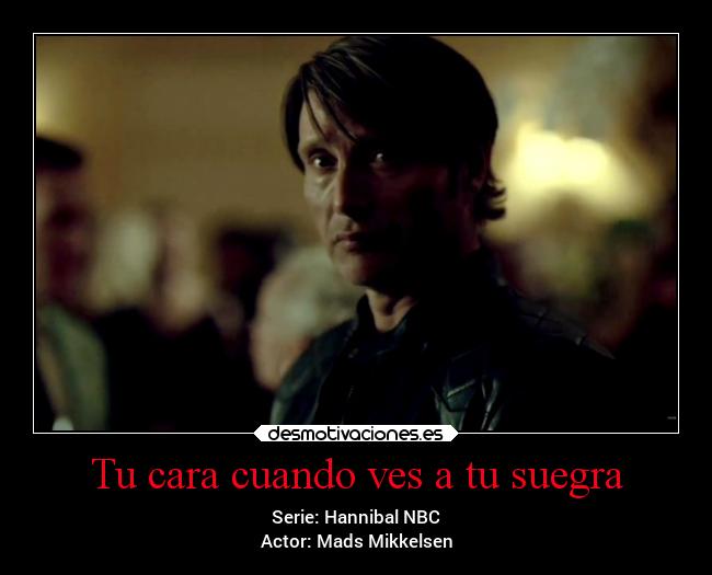 Tu cara cuando ves a tu suegra - Serie: Hannibal NBC
Actor: Mads Mikkelsen