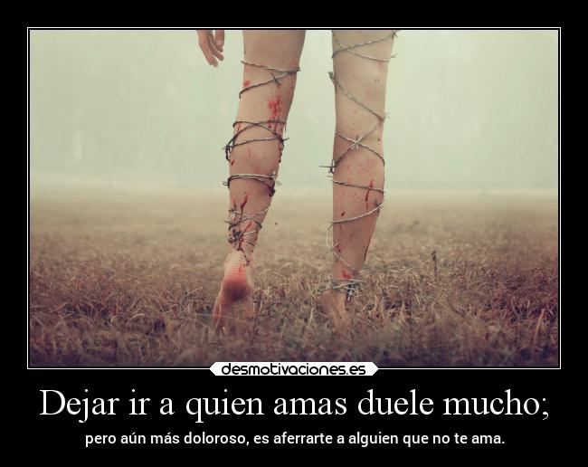 Dejar ir a quien amas duele mucho; - pero aún más doloroso, es aferrarte a alguien que no te ama.