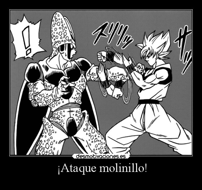 carteles humor dragonballsuper goku cell nuevofinisher elpatodelapiovendehierba desmotivaciones