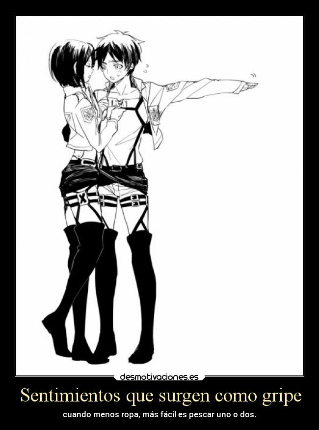 carteles sentimientos amistad amor anime titanes eren mikasa desmotivaciones