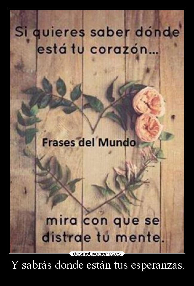 Y sabrás donde están tus esperanzas. -
