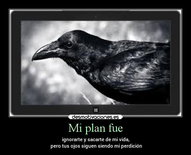 Mi plan fue - ignorarte y sacarte de mi vida,
pero tus ojos siguen siendo mi perdición