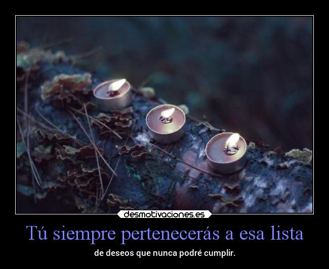 Tú siempre pertenecerás a esa lista - de deseos que nunca podré cumplir.