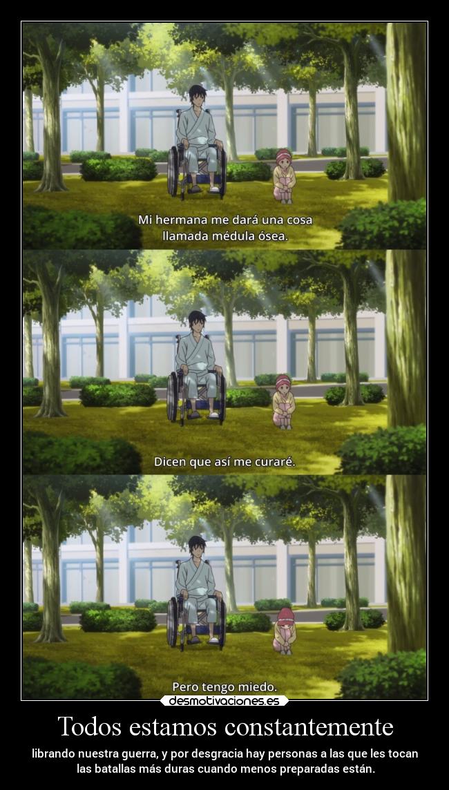 carteles anime vida mundo dolor guerra miedo raptorhunters harukaze bokudakegainaimachi cancer enfermedades desmotivaciones