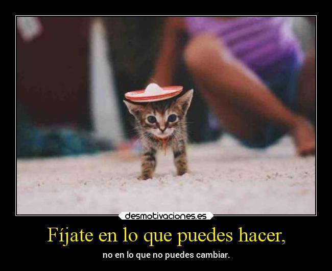 Fíjate en lo que puedes hacer, - no en lo que no puedes cambiar.