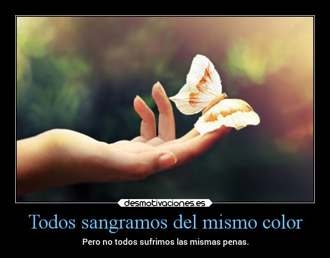 Todos sangramos del mismo color - Pero no todos sufrimos las mismas penas.