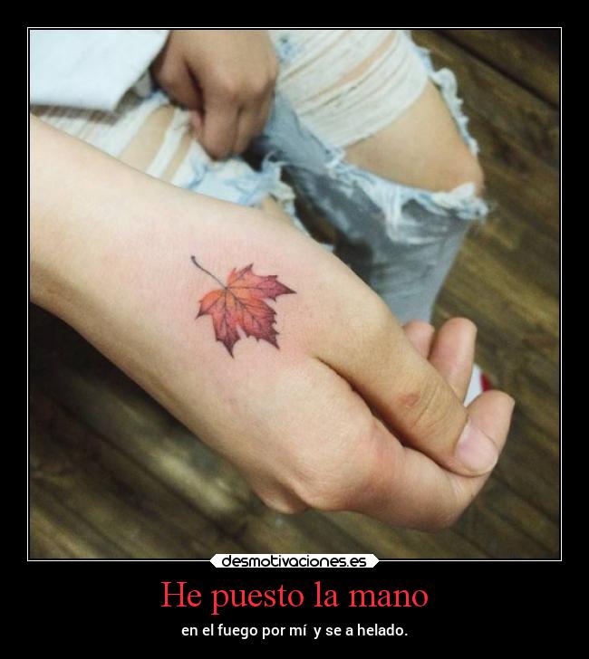 He puesto la mano - en el fuego por mí y se a helado.