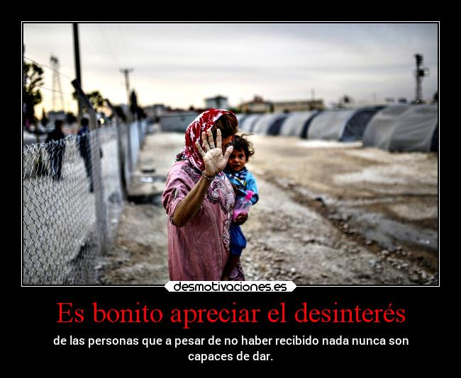 Es bonito apreciar el desinterés -