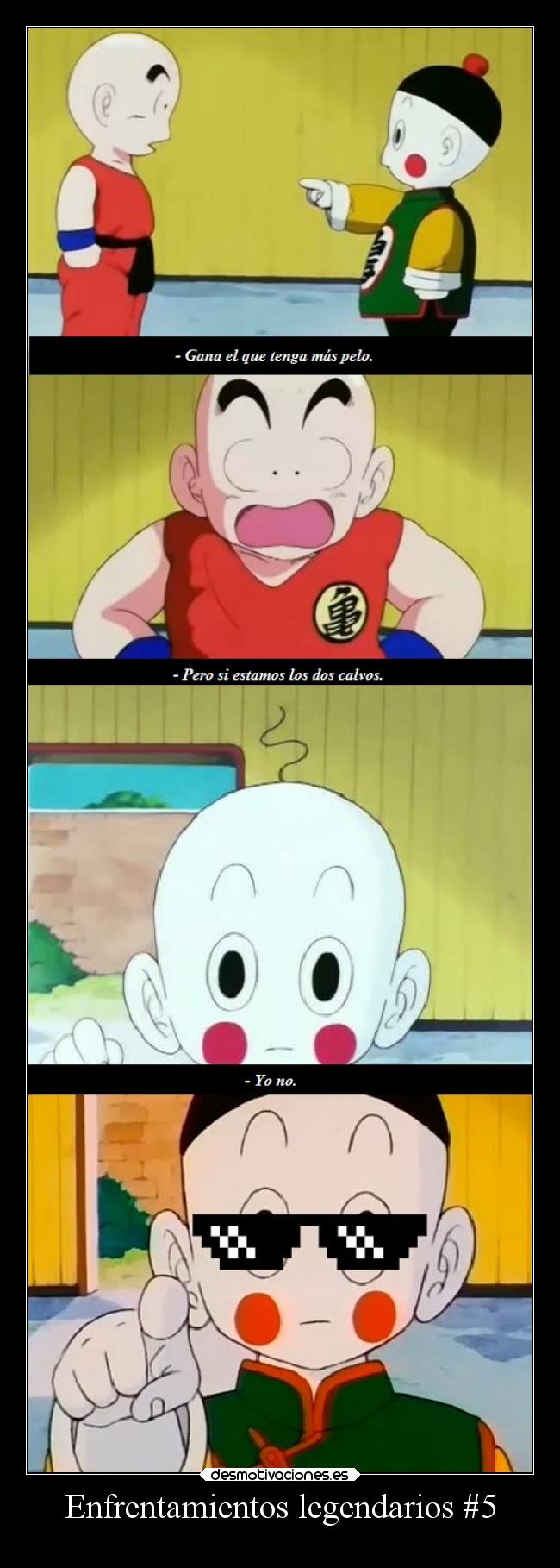 carteles humor dragonball krilin chaoz enfrentamientoslegendarios peleadecalvos desmotivaciones